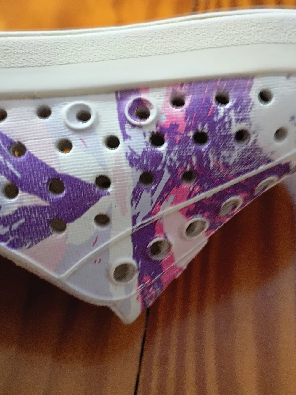 Native Kids Shoes — White with Pink & Purple Graphic Slip-On